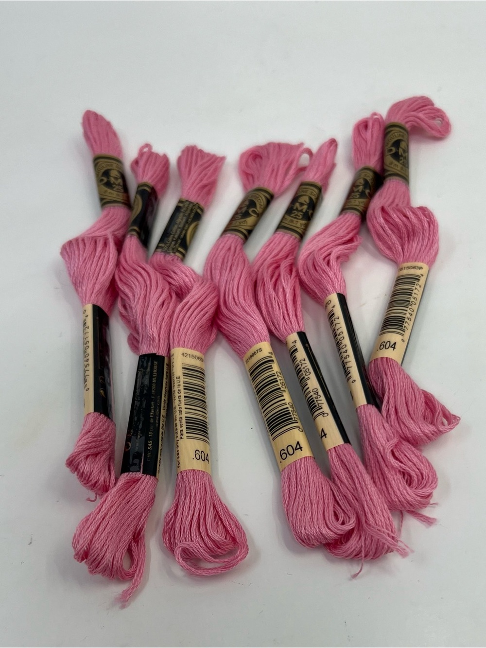 DMC Embroidery Floss Lot Of 6 Number 604 Pink New Unused